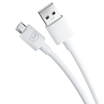 Data- en Oplaadkabel USB-A - microUSB 3MK Hyper, 18W, 1.2m, Wit