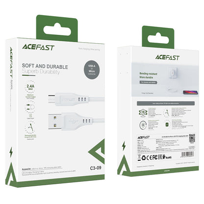 Daten- und Ladekabel USB-A - microUSB Acefast C3-09, 18W, 1,2m, Weiß