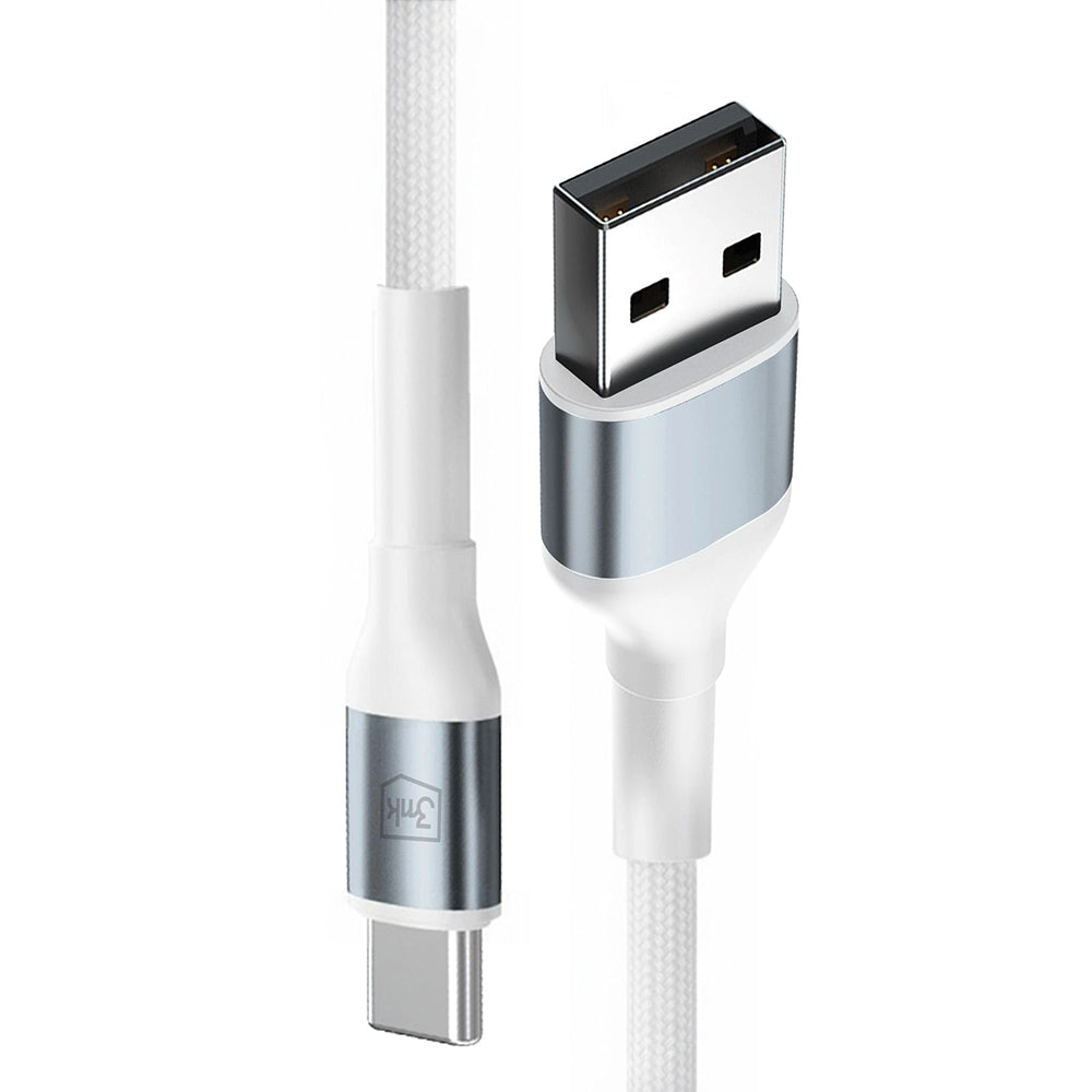 Data- en Oplaadkabel USB-A - USB-C 3MK Hyper N, 18W, 1m, Wit