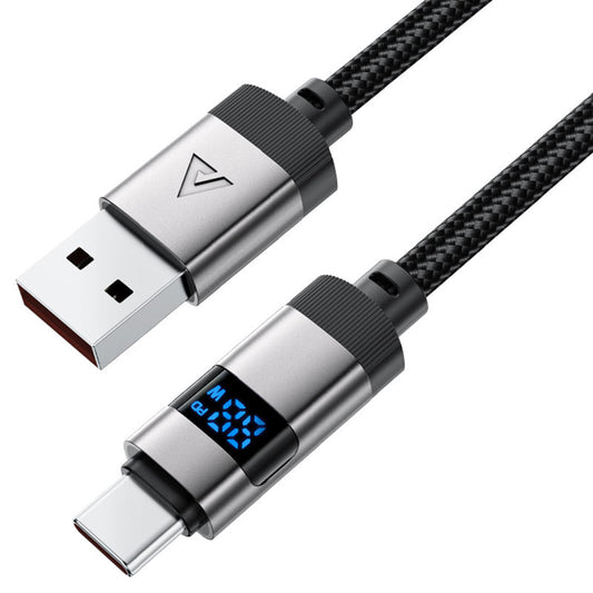 Daten- und Ladekabel USB-A - USB-C Acefast C15-04 Display, 66W, 1.2m, Schwarz