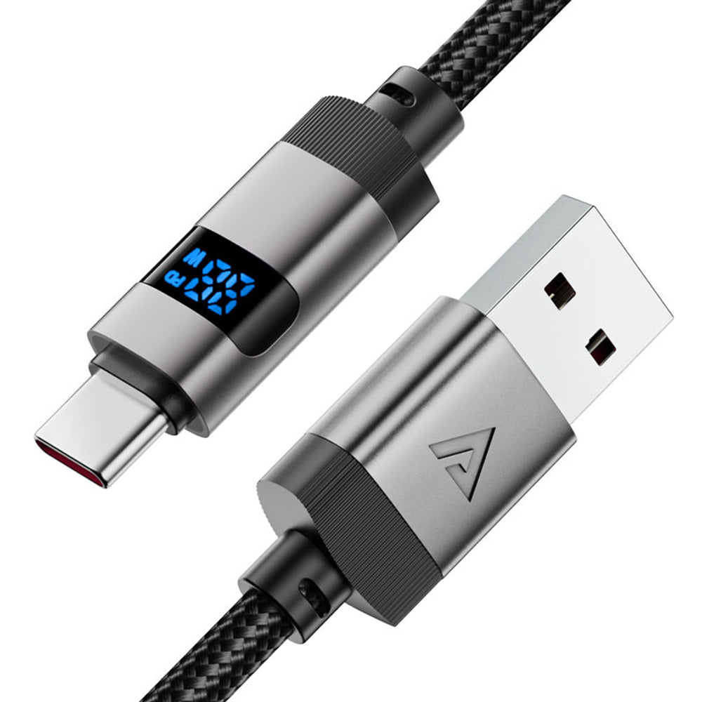 Daten- und Ladekabel USB-A - USB-C Acefast C15-04 Display, 66W, 1.2m, Schwarz