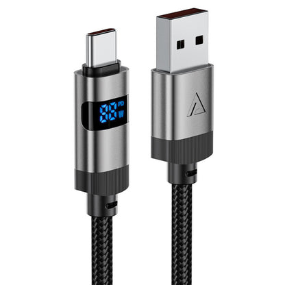 Daten- und Ladekabel USB-A - USB-C Acefast C15-04 Display, 66W, 1.2m, Schwarz