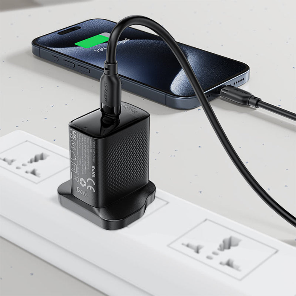 USB-A to USB-C Acefast C16-04 Data and Charging Cable, 18W, 1.2m, Black