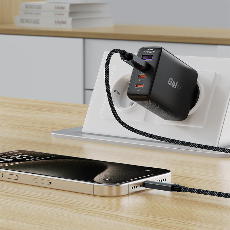 Daten- und Ladekabel USB-A - USB-C Acefast C19-04, 18W, 1,2m, Schwarz