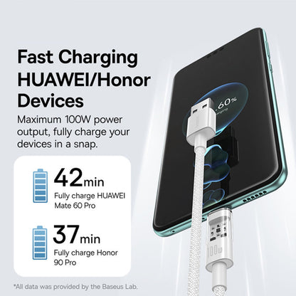 Câble de Données et de Charge USB-A - USB-C Baseus Gem, 100W, 2m, Blanc P10373002211-01