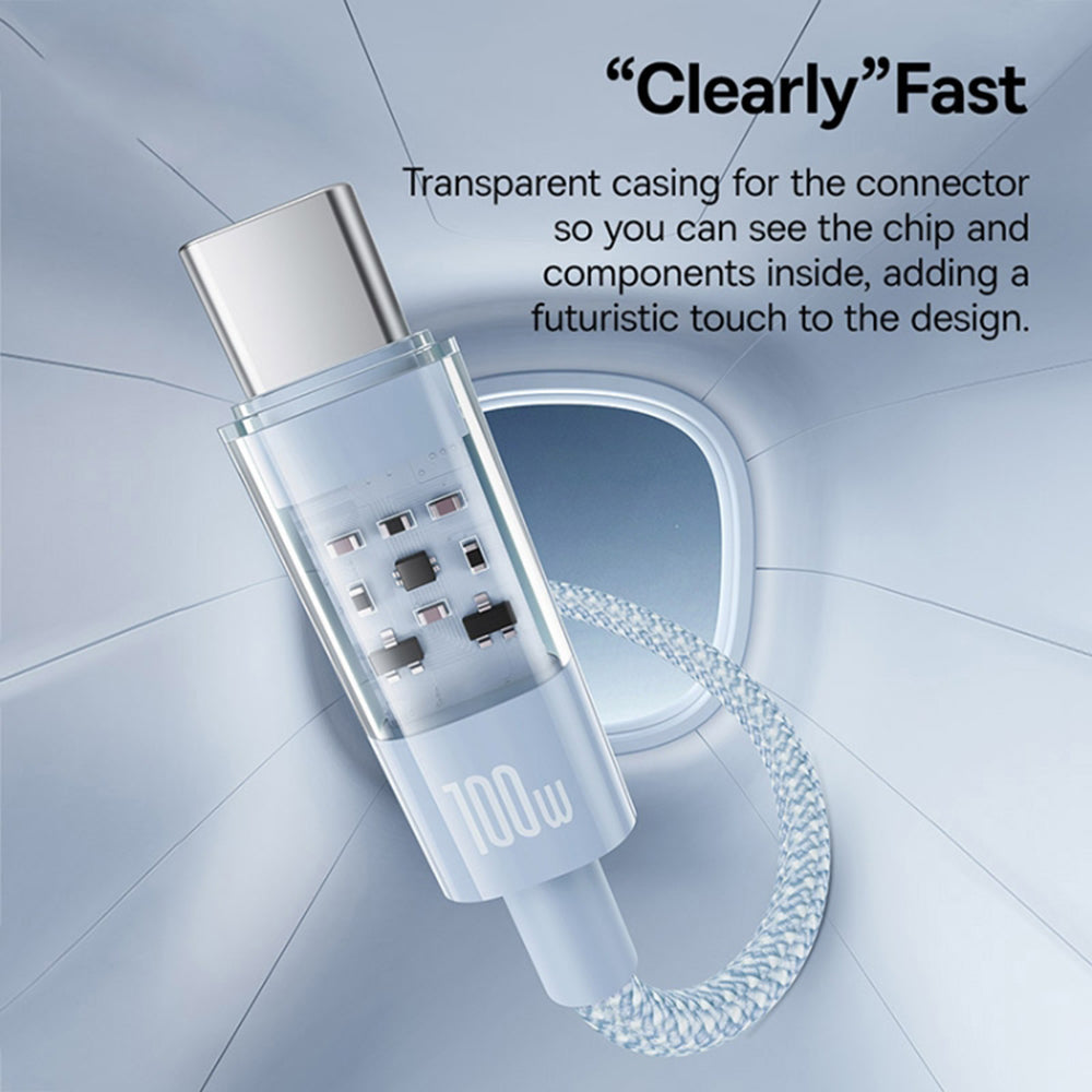 Data- en Oplaadkabel USB-A - USB-C Baseus Gem, 100W, 2m, Blauw P10373002311-01