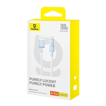 Data- en Oplaadkabel USB-A - USB-C Baseus Gem, 100W, 2m, Blauw P10373002311-01
