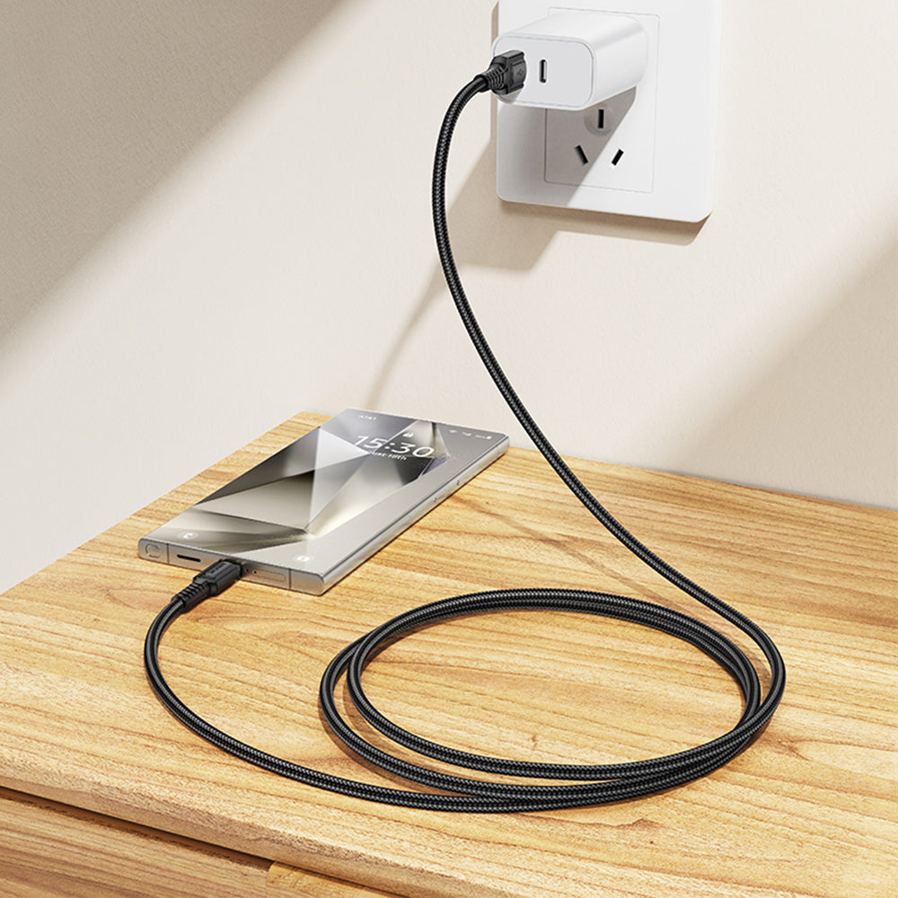 USB-A to USB-C Data and Charging Cable Borofone BX116 Certain, 18W, 1m, Black