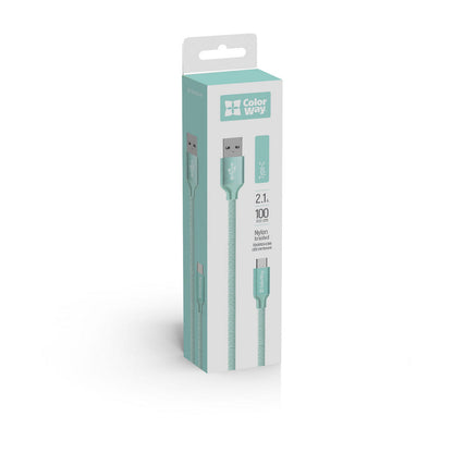 Data- en Oplaadkabel USB-A - USB-C ColorWay CW-CBUC003, 18W, 1m, Groen