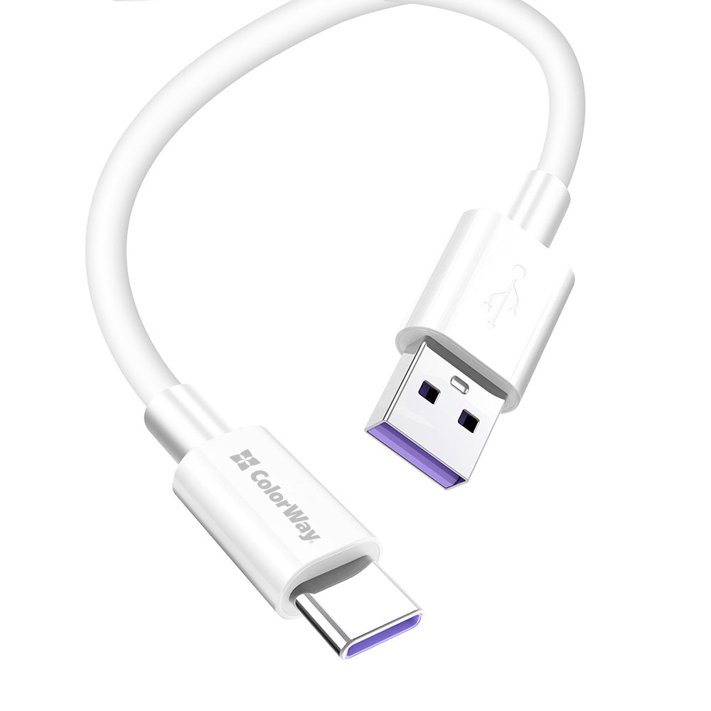 USB-A to USB-C Data and Charging Cable ColorWay CW-CBUC019, 18W, 1m, White
