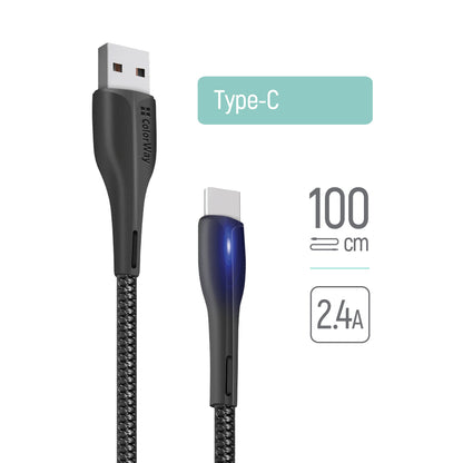 Data- en Oplaadkabel USB-A - USB-C ColorWay CW-CBUC034, 18W, 1m, Zwart