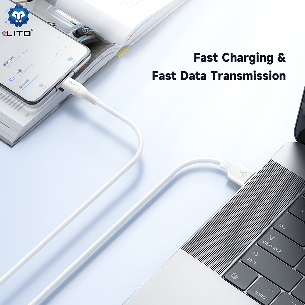 Data- en Oplaadkabel USB-A - USB-C Lito LD06T, 18W, 1m, Wit