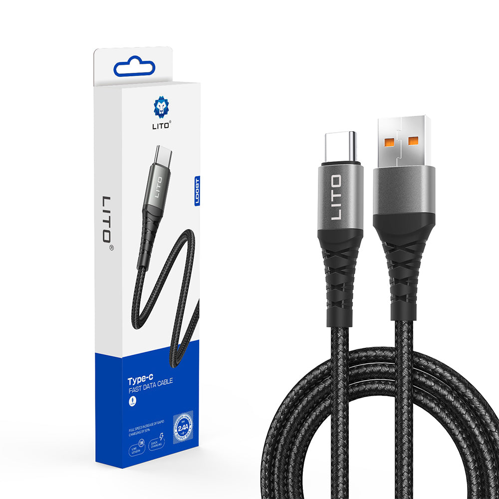 Data- en Oplaadkabel USB-A - USB-C Lito LD08T, 18W, 1m, Zwart