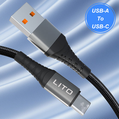 Data- en Oplaadkabel USB-A - USB-C Lito LD08T, 18W, 1m, Zwart