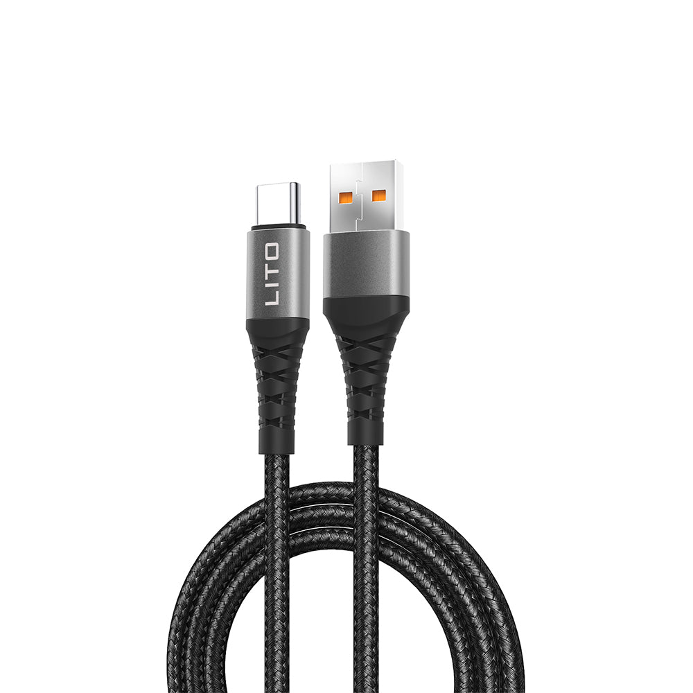 Data- en Oplaadkabel USB-A - USB-C Lito LD22T, 18W, 2m, Zwart