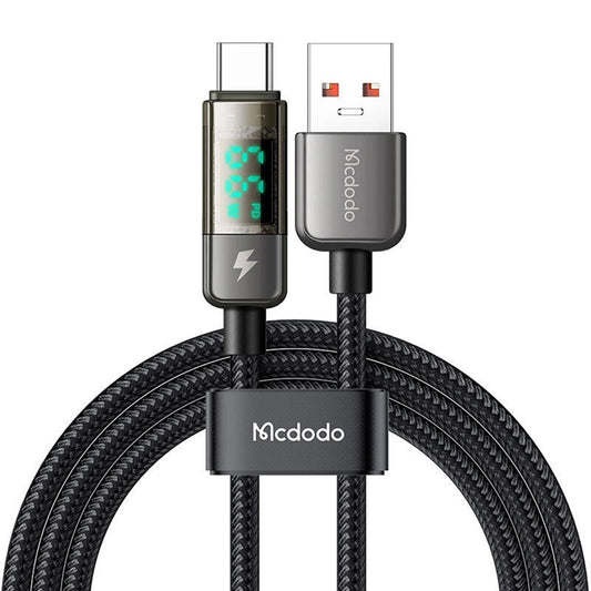 Daten- und Ladekabel USB-A - USB-C McDodo CA-3630 Display Auto Power Off, 66W, 1.2m, Schwarz