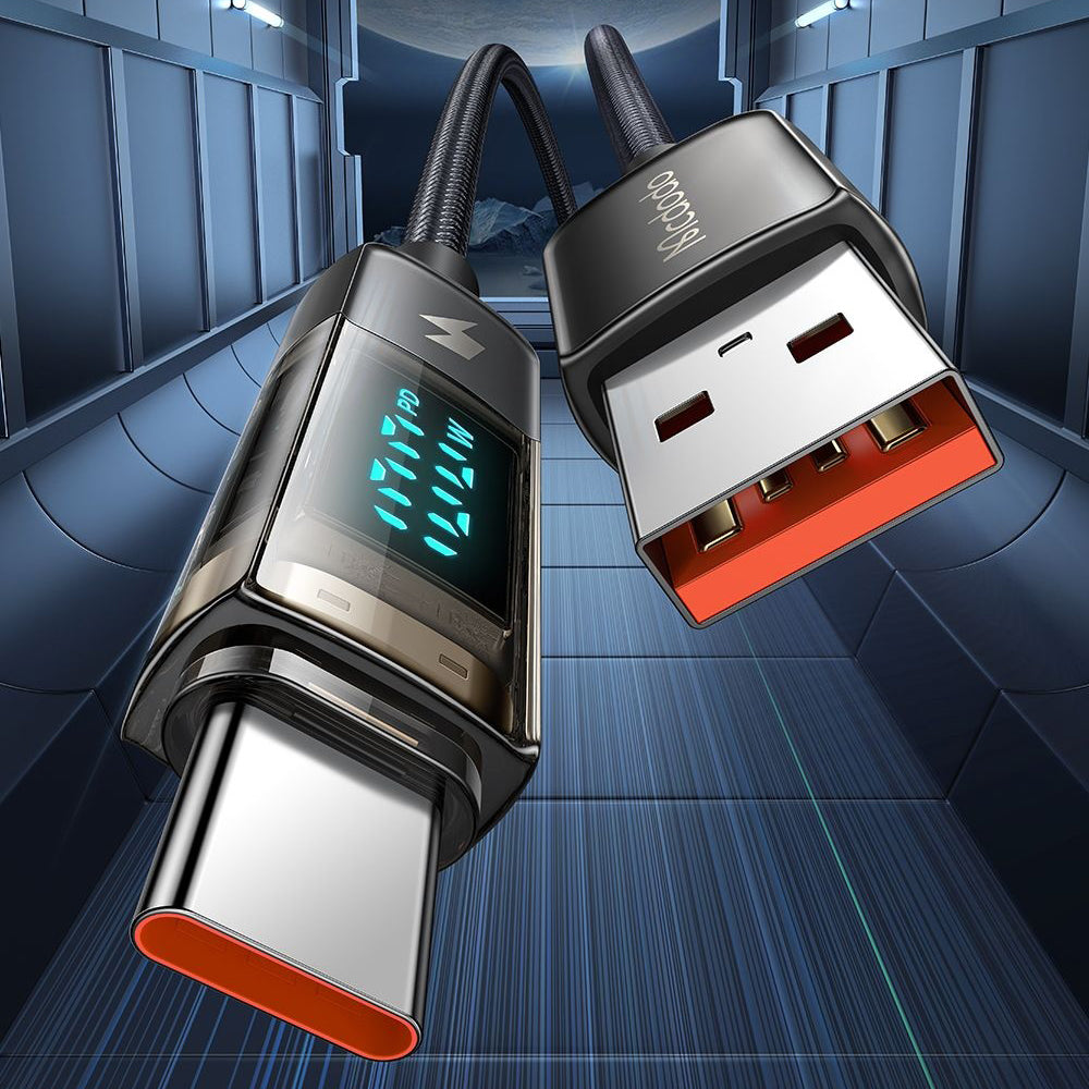 Daten- und Ladekabel USB-A - USB-C McDodo CA-3630 Display Auto Power Off, 66W, 1.2m, Schwarz