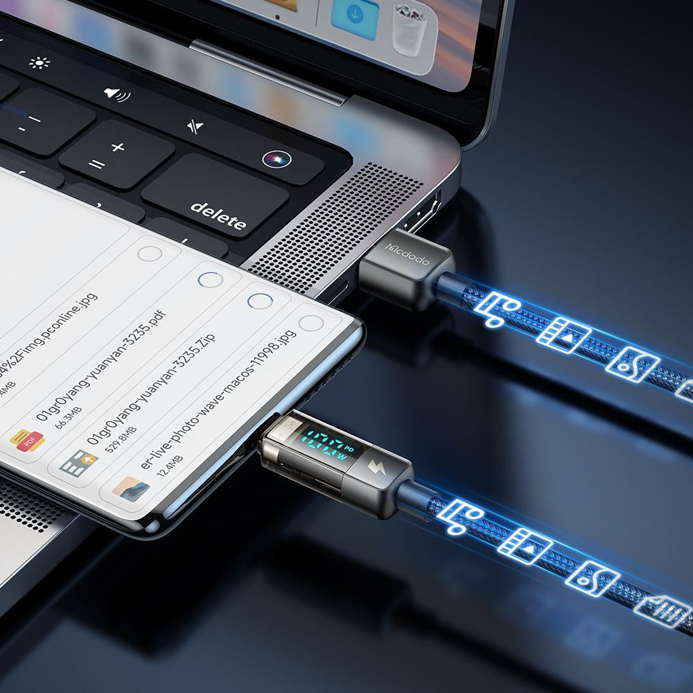 Daten- und Ladekabel USB-A - USB-C McDodo CA-3630 Display Auto Power Off, 66W, 1.2m, Schwarz