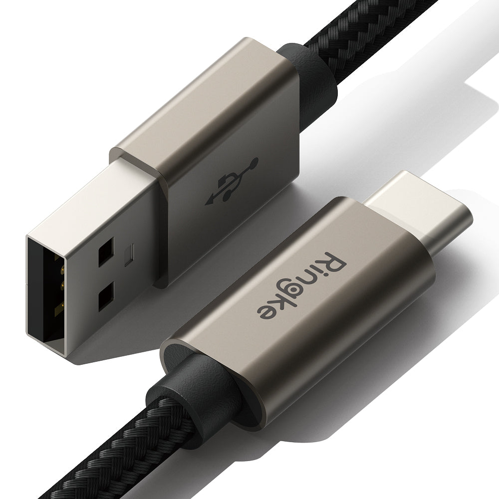 USB-A - USB-C Ringke Data- en Oplaadkabel, 60W, 2m, Zwart