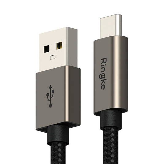 USB-A - USB-C Ringke Data- en Oplaadkabel, 60W, 2m, Zwart