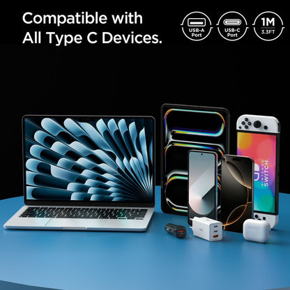 Daten- und Ladekabel USB-A - USB-C Spigen Essential, 60W, 1m, Weiß