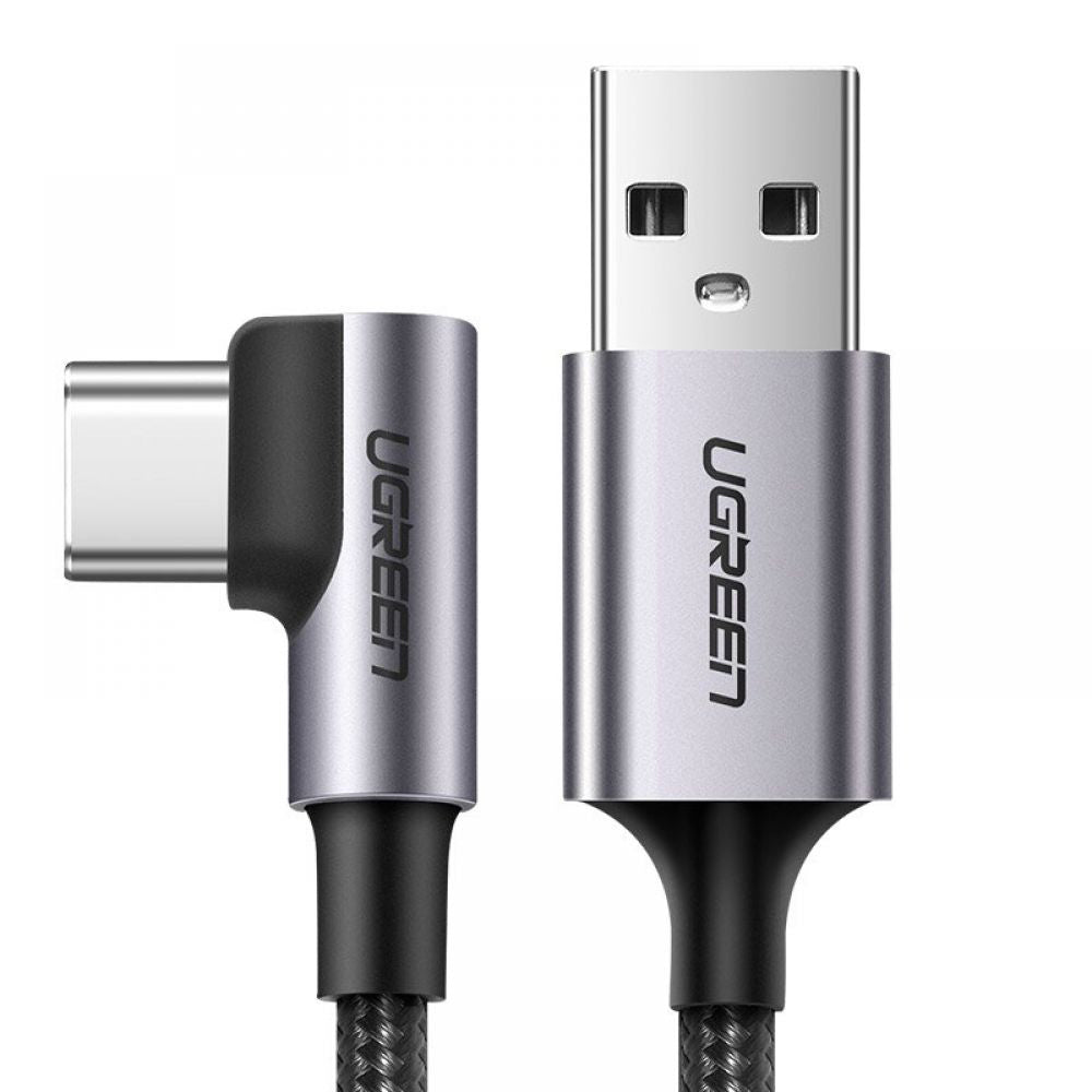 UGREEN US284 Angled USB-A to USB-C Data and Charging Cable, 18W, 0.5m, Gray