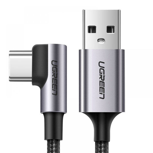 USB-A - USB-C UGREEN US284 Angled Data en Oplaadkabel, 18W, 0.5m, Gri