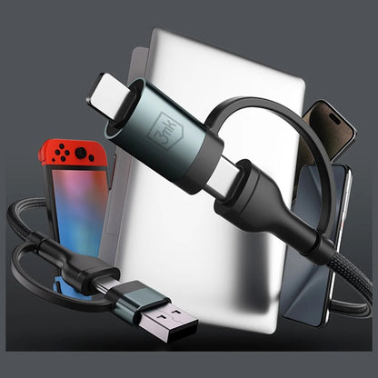 Data- en Oplaadkabel USB-A / USB-C - USB-C / Lightning 3MK Hyper N, 60W, 1.2m, Zwart