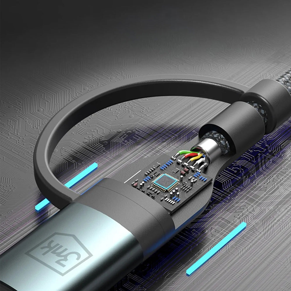 Data- en Oplaadkabel USB-A / USB-C - USB-C / Lightning 3MK Hyper N, 60W, 1.2m, Zwart