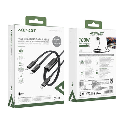 USB-C Daten- und Ladekabel - 2 x USB-C Acefast C5-11, 100W, 1.2m, Schwarz