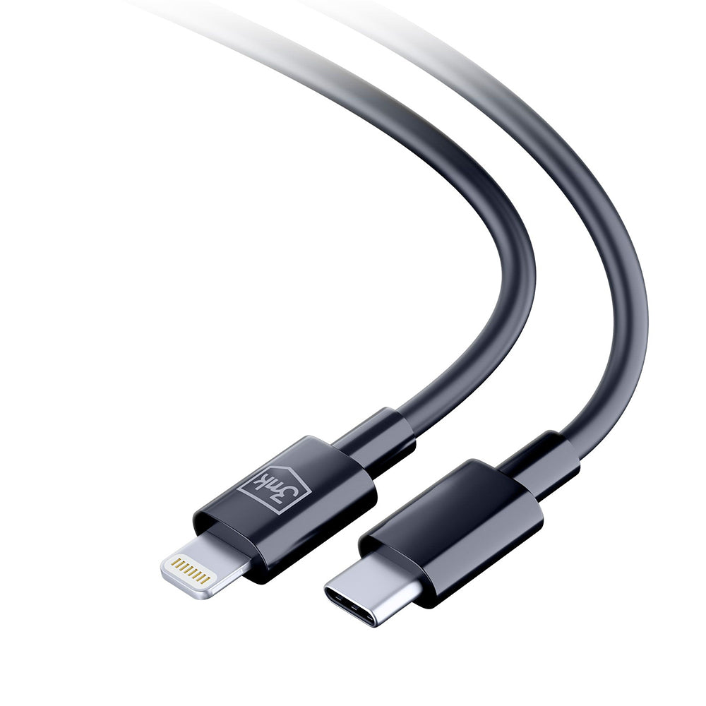 Daten- und Ladekabel USB-C - Lightning 3MK Hyper, 20W, 1.2m, Schwarz