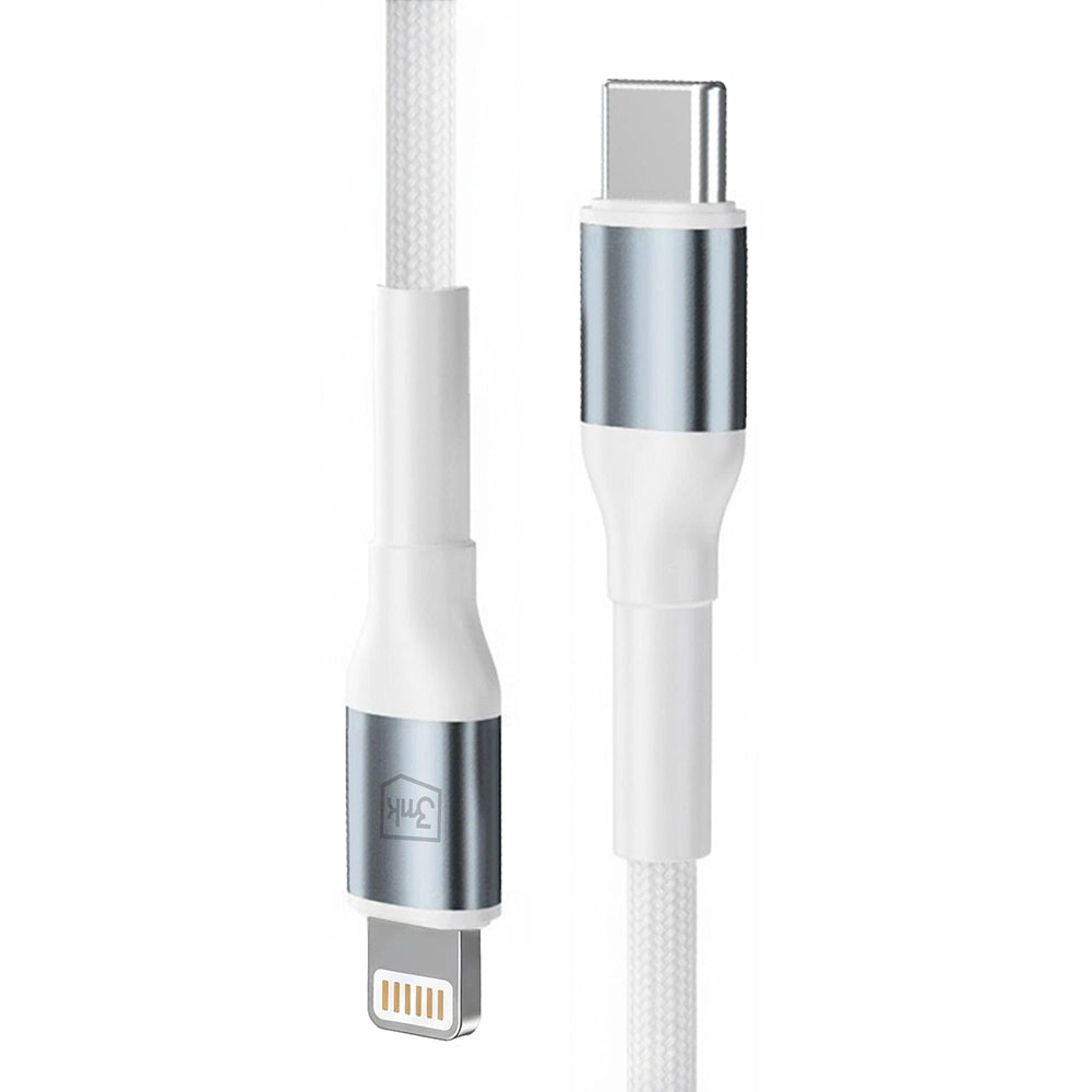 Daten- und Ladekabel USB-C - Lightning 3MK Hyper N, 20W, 1m, Weiß