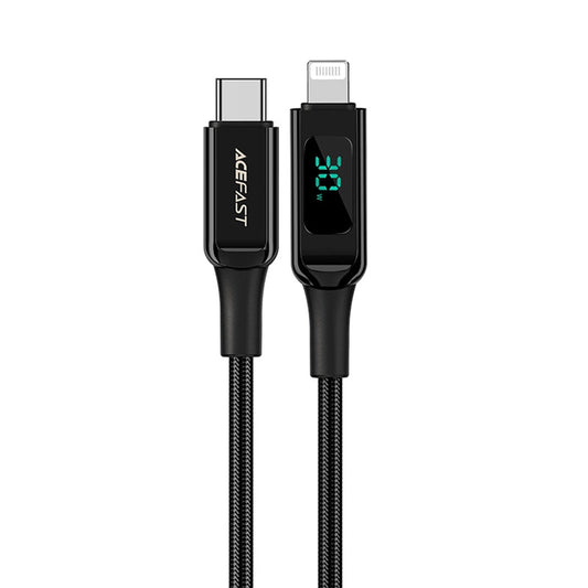 USB-C - Lightning Daten- und Ladekabel Acefast C6-01 Display, 20W, 1,2m, Schwarz