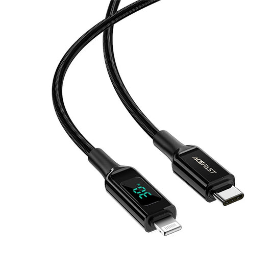 USB-C - Lightning Daten- und Ladekabel Acefast C6-01 Display, 20W, 1,2m, Schwarz