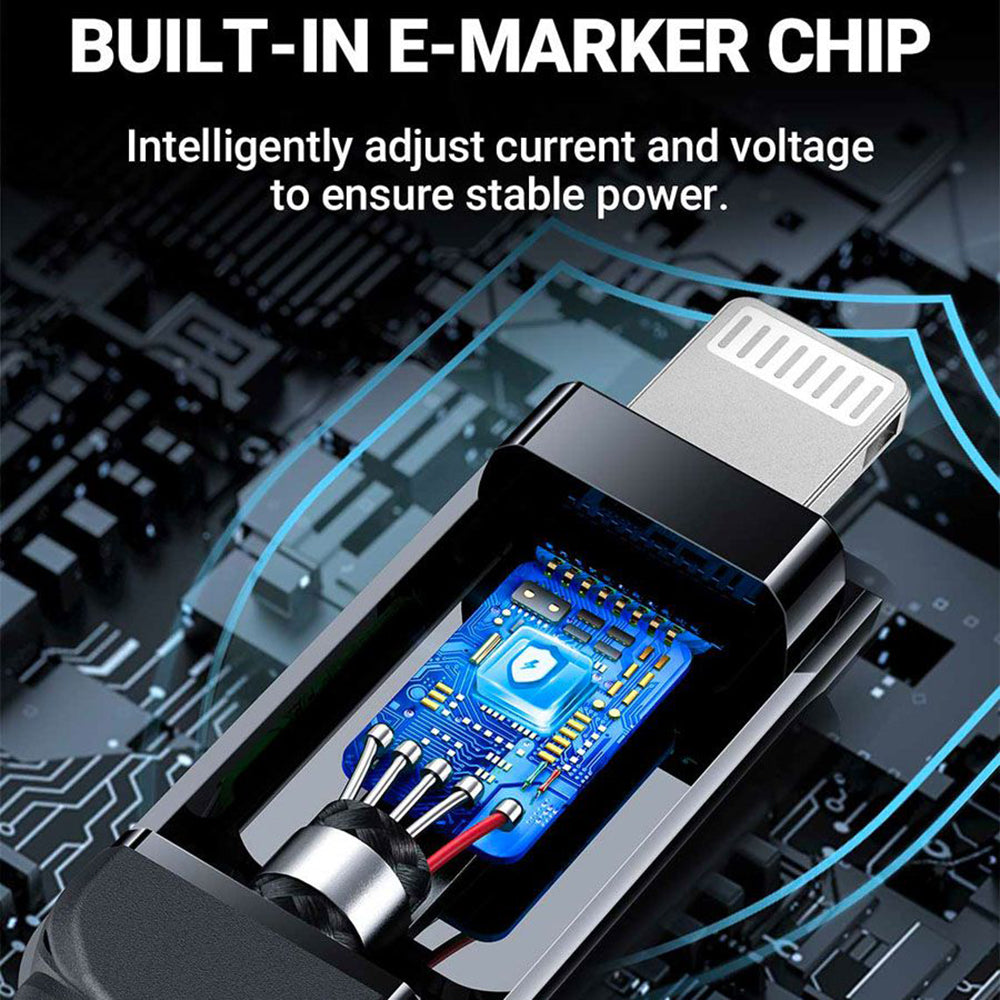 Câble de données et de charge USB-C - Lightning Acefast C6-01 Display, 20W, 1.2m, Noir