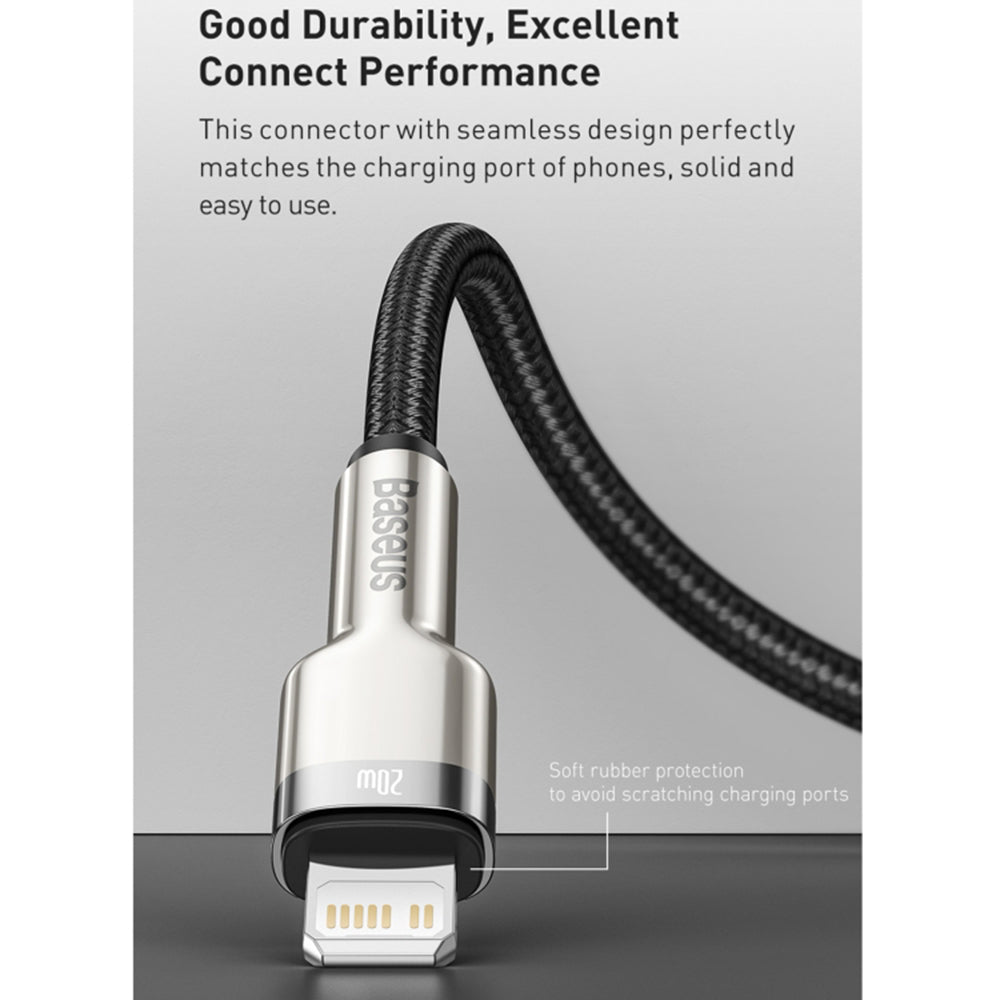 Data- en Oplaadkabel USB-C - Lightning Baseus Cafule Metal, 20W, 1m, Groen CATLJK-A06