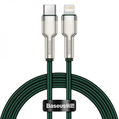 Data- en Oplaadkabel USB-C - Lightning Baseus Cafule Metal, 20W, 1m, Groen CATLJK-A06