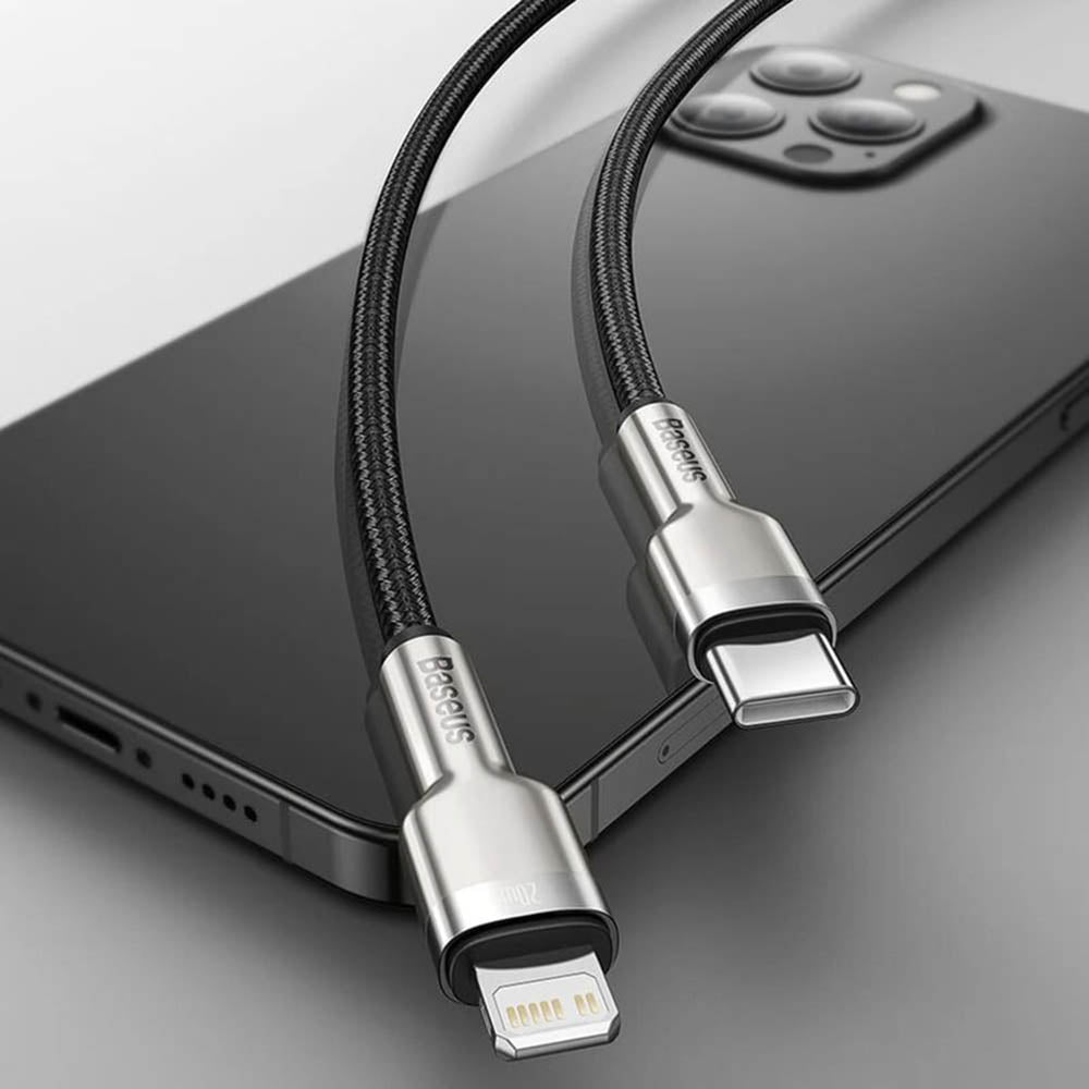 Data- en Oplaadkabel USB-C - Lightning Baseus Cafule Metal, 20W, 1m, Groen CATLJK-A06