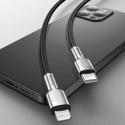 Data- en Oplaadkabel USB-C - Lightning Baseus Cafule Metal, 20W, 1m, Groen CATLJK-A06