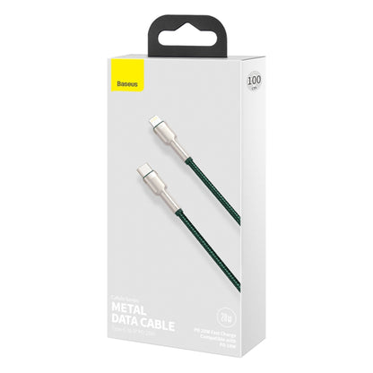Data- en Oplaadkabel USB-C - Lightning Baseus Cafule Metal, 20W, 1m, Groen CATLJK-A06