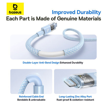 Data- en Oplaadkabel USB-C - Lightning Baseus Display 2, 20W, 2m, Blauw P10382703311-01