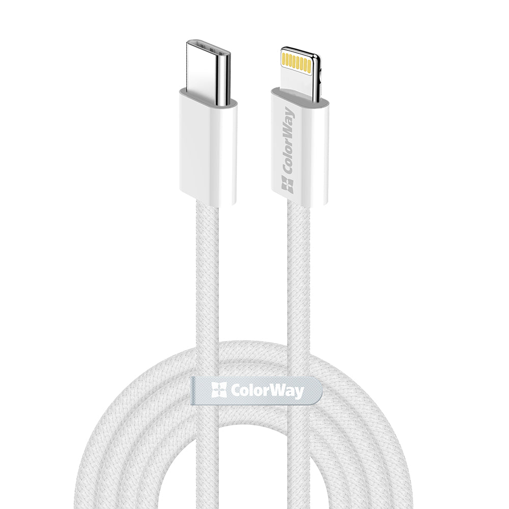 Data- en Oplaadkabel USB-C - Lightning ColorWay CW-CBPDCL061, 27W, 1m, Gri