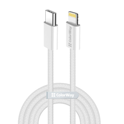 Data- en Oplaadkabel USB-C - Lightning ColorWay CW-CBPDCL061, 27W, 1m, Gri