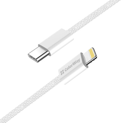 Data- en Oplaadkabel USB-C - Lightning ColorWay CW-CBPDCL061, 27W, 1m, Gri