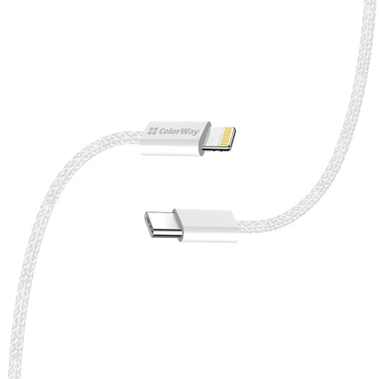 Data- en Oplaadkabel USB-C - Lightning ColorWay CW-CBPDCL061, 27W, 1m, Gri