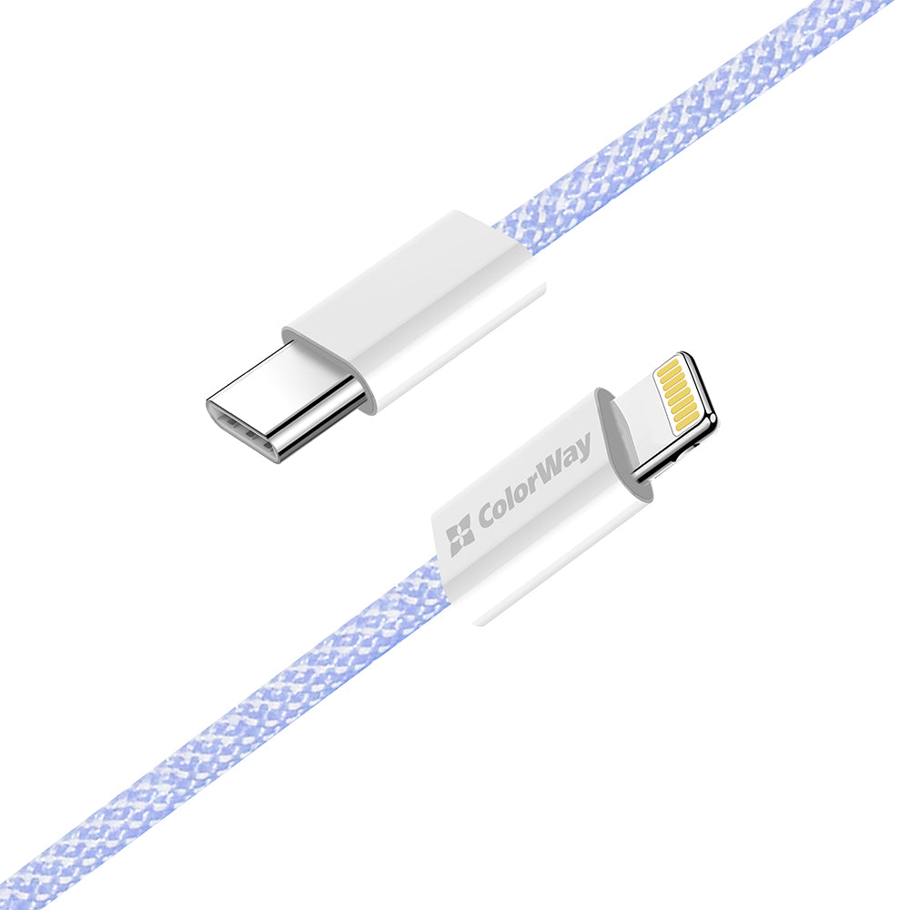 USB-C - Lightning Data- en Oplaadkabel ColorWay CW-CBPDCL061, 27W, 1m, Paars