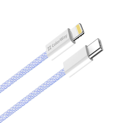 USB-C - Lightning Data- en Oplaadkabel ColorWay CW-CBPDCL061, 27W, 1m, Paars