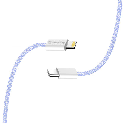 USB-C - Lightning Data- en Oplaadkabel ColorWay CW-CBPDCL061, 27W, 1m, Paars