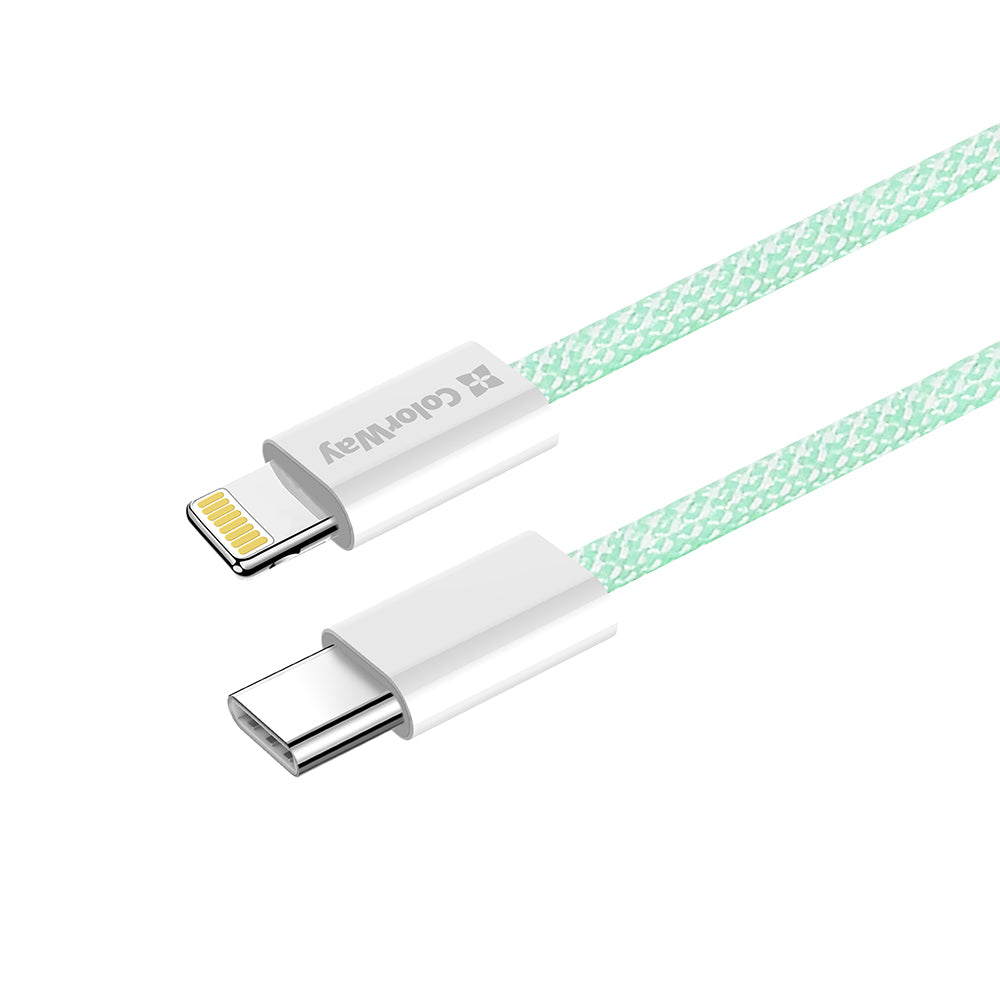 USB-C to Lightning Data and Charging Cable ColorWay CW-CBPDCL061, 27W, 1m, Green