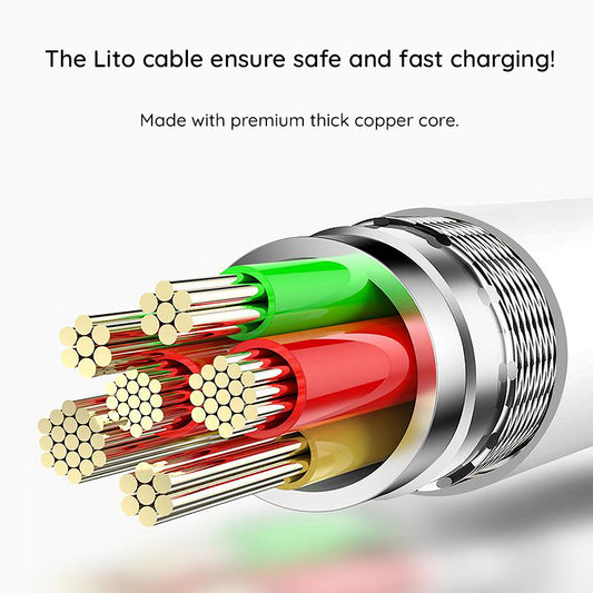 Câble de Données et de Charge USB-C - Lightning Lito LD03, 60W, 1m, Blanc